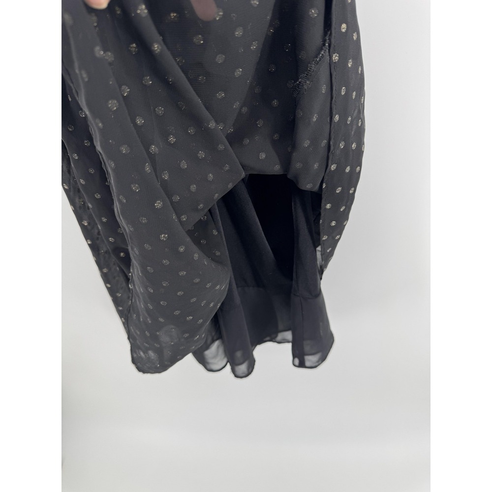 Bisou Bisou Tank Top Womens Large Black Polka Dot Ruffle Back Sheer Chiffon - Picture 4 of 5